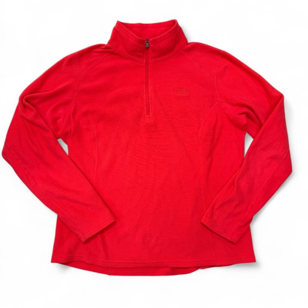 The North Face Womens Glacier Fleece Pullover Large L 1/4 Zip Pink Long‎ Sleeve
